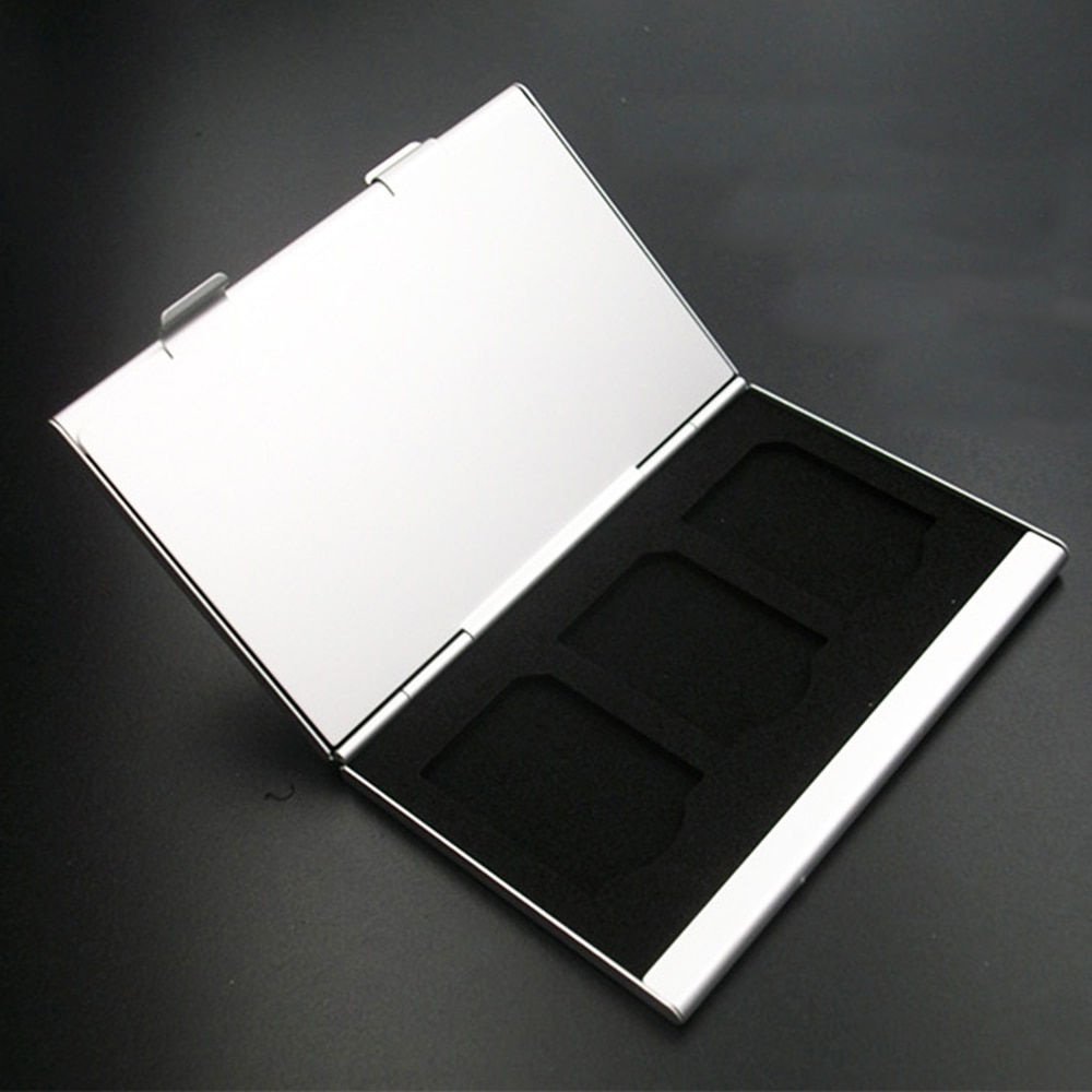 Zilver voor SD MMC TF Kaarten Opbergdoos Case Aluminium EVA Micro Geheugenkaart Opbergdoos 6 SD kaart