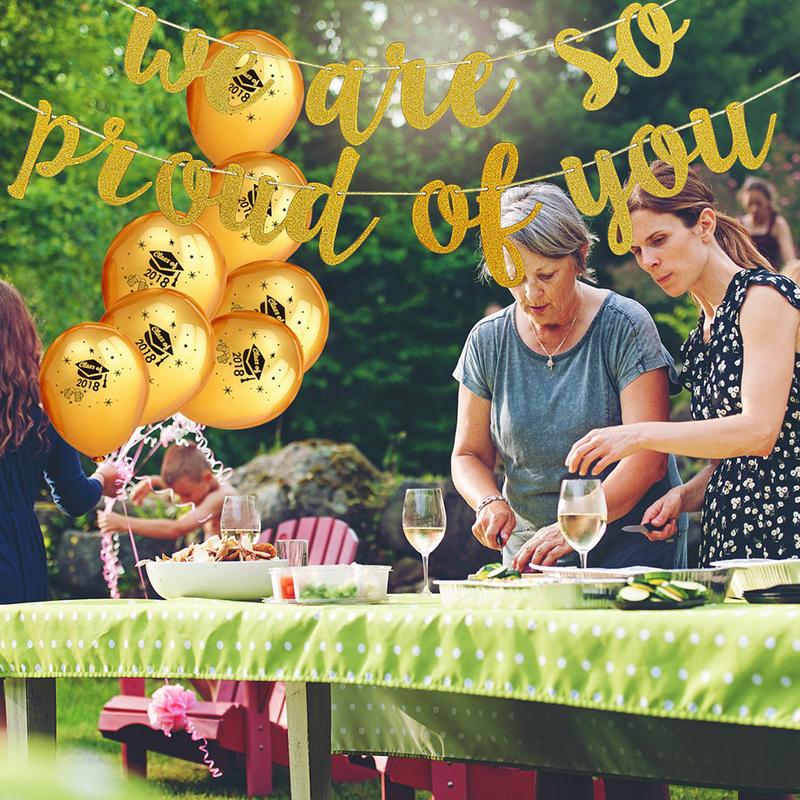 Graduation Party Pull Flag Golden Flags We Are So Proud Of You Letter Pull Flower Party Decorations 1PC