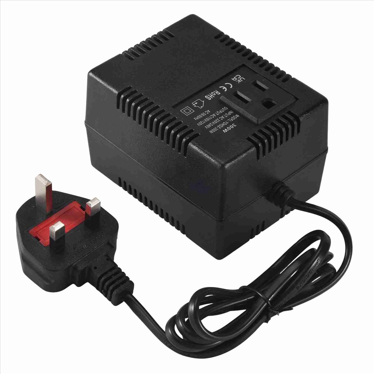 Persevering - 300w spændingsomformer 220v to 110v transformer step-down transformer spændingsomformer rejseadapter uk stik