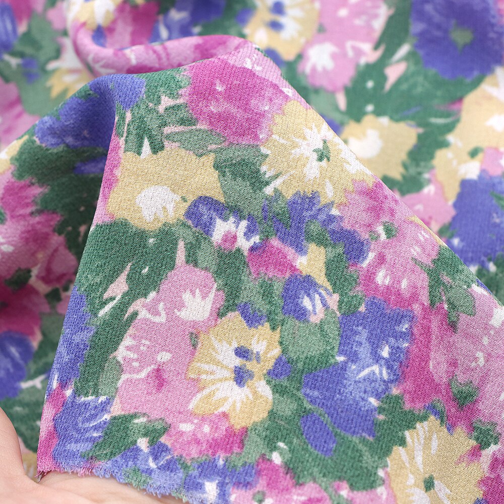 50*140cm blomstertrykt chiffonstoff for vev hjemmetekstil for å sy putetrekk bordløper ,c12588: 1108680001