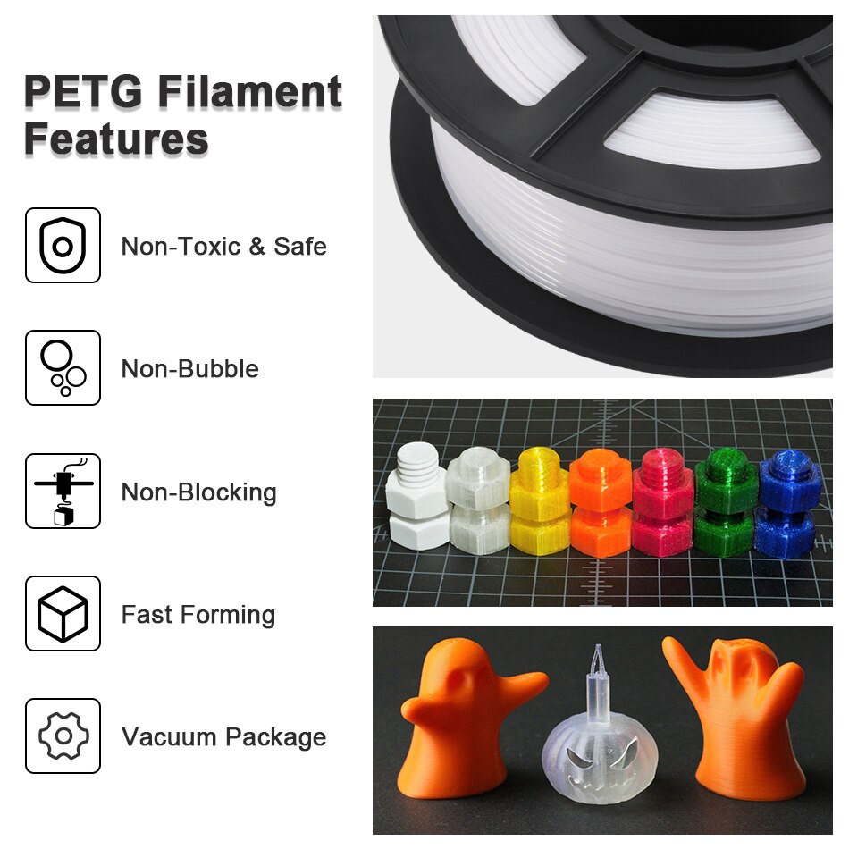 PETG 3D Printer Filament 1.75mm 1KG Translucence PETG Filament Tolerance+/-0.02mm Plastic 3d Printing Materials for DIY