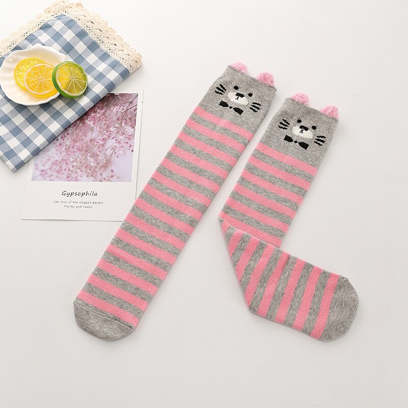 Calze E Autoreggenti Calze E Autoreggenti Tre-dimensionale Delle Ragazze dei bambini Del Modello Del Fumetto Del bambino Del Cotone Calzini E Calzettoni Stivali \ N sopra il Ginocchio Calzini E Calzettoni: rosa thick kitten