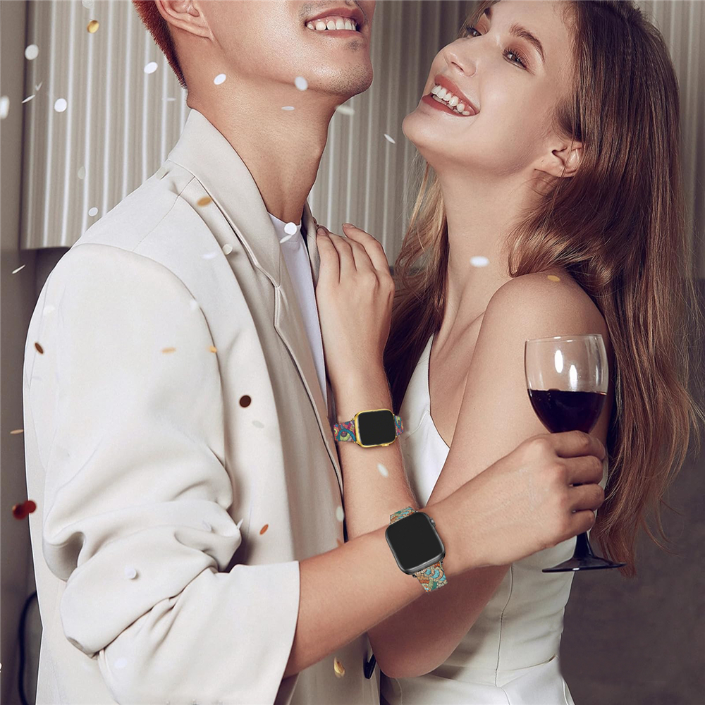 Kleurrijke PU lederen band voor Apple Watch Band 44mm 45mm 42mm 49mm 41mm 40mm 38mm Mannen Vrouwen Band voor Iwatch 9 8 7 6 5 Se Ultra