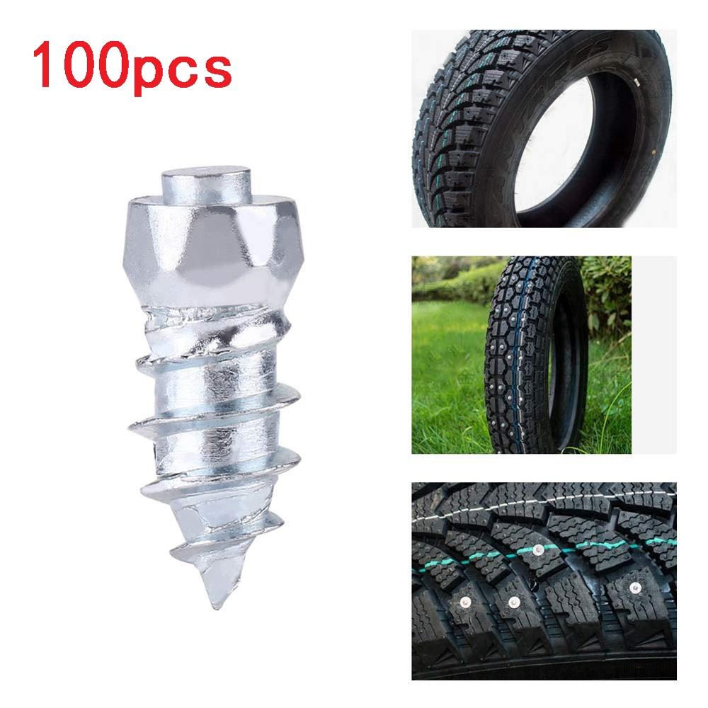 100PCS 12mm Tire Studs Carbide Screw Snow Spikes Anti-Slip Anti-ice for Car/SUV/ATV/UTV with Installation Tool Car Tire Stud