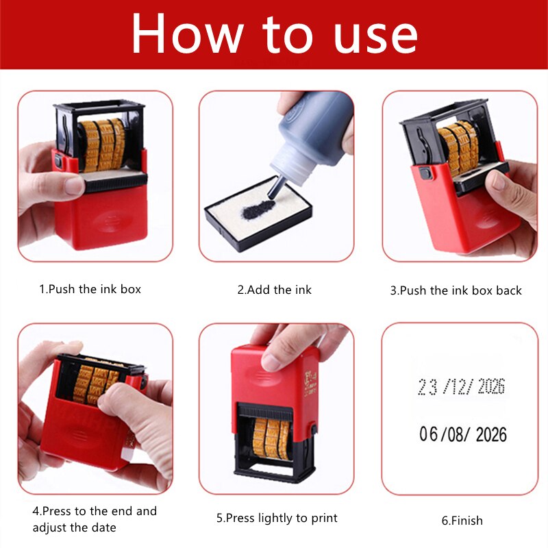 Mini Date Stamp Printer Quick-Drying Ink Date Printing Coding Machine for Food Plastic Bag Bottle Metal Can Printer Solid Line