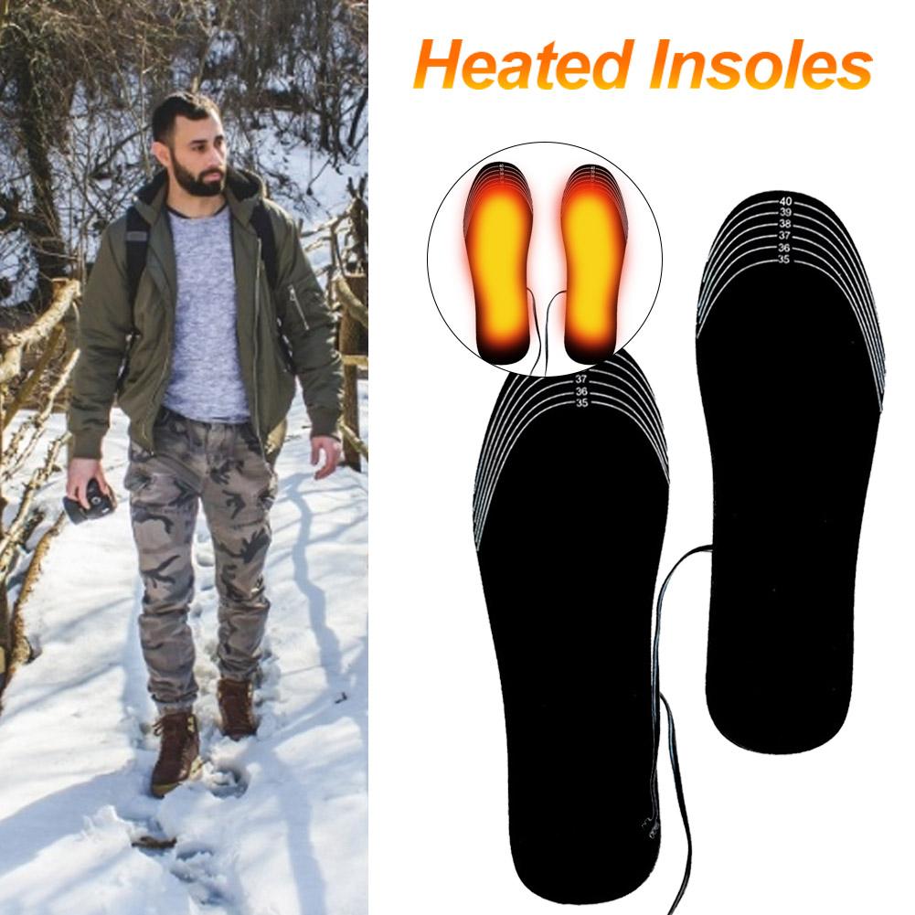 USB Heated Shoe Insoles Feet Warm Sock Pad Mat Electrically Heating Insoles Washable Warm Thermal Insoles Unisex Size 35-45