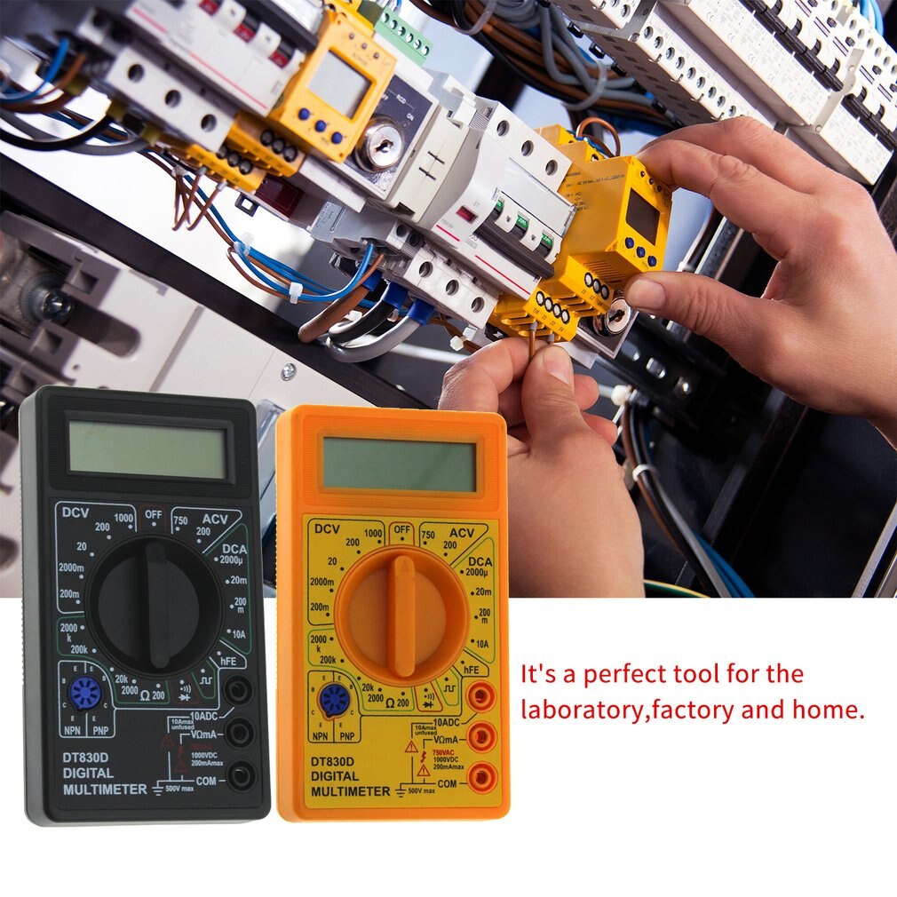 DT-830D Mini Pocket Digital Multimeter 1999 Counts AC/DC Volt Amp Ohm Diode hFE Continuity Tester Ammeter Voltmeter Ohmmeter