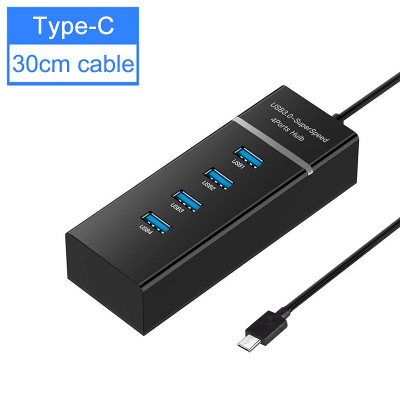 hub til usb 3.0 2.0 3.1 4 bærer multi splitter usb adapter utvidelseskabel til bærbar stasjonær datamaskin pc tilbehør usb hub: type-c hub 3.0