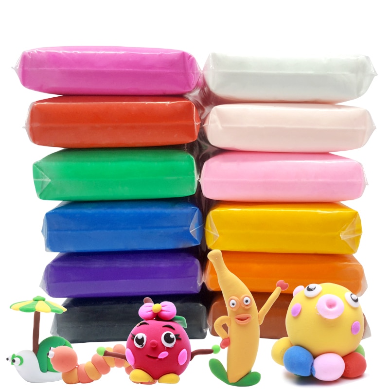 12 Color Polymer Clay Toys For Kids Antistress DIY Air Dry Polymer Modelling Light Plasticine Educational Toys Children