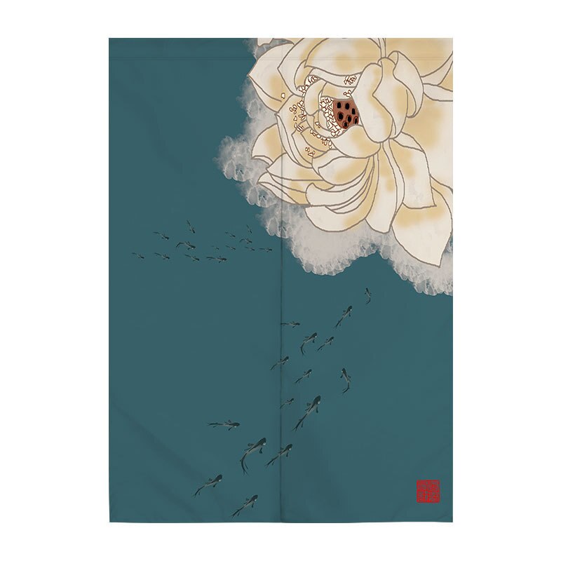 Chinese Lotus Deur Gordijn Woonkamer Slaapkamer Keuken Hlaf Gordijn Japanse Gordijn Noren Feng Shui Gordijn: 01 / 85x150cm