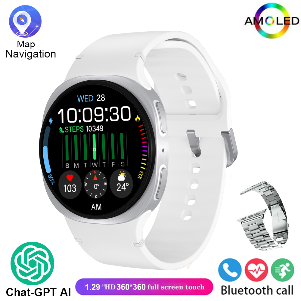 2025 Nuovi Orologi 8 Mini GPS Track Astuto Della Vigilanza Per Le Donne Degli Uomini di Salute Sport AMOLED Frequenza Cardiaca Chiamata Bluetooth Smartwatch Impermeabile: Blu