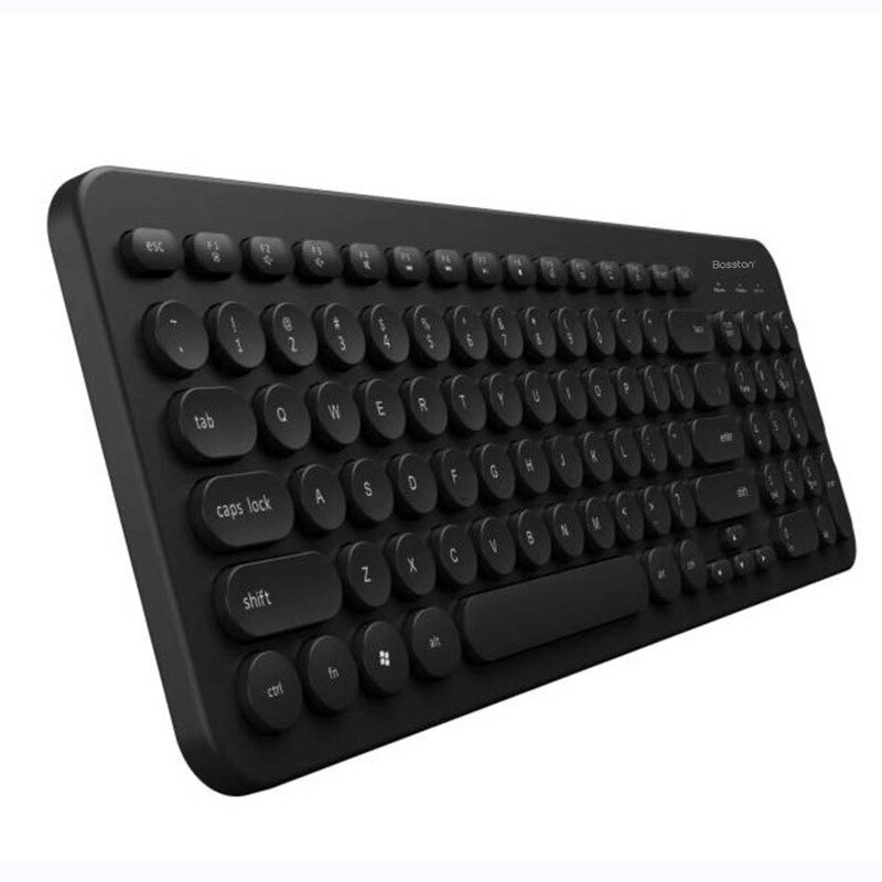BOSSTON K360 chocolat clavier filaire rétro pièces rondes capuchon muet bureau maison ordinateur USB clavier: Black