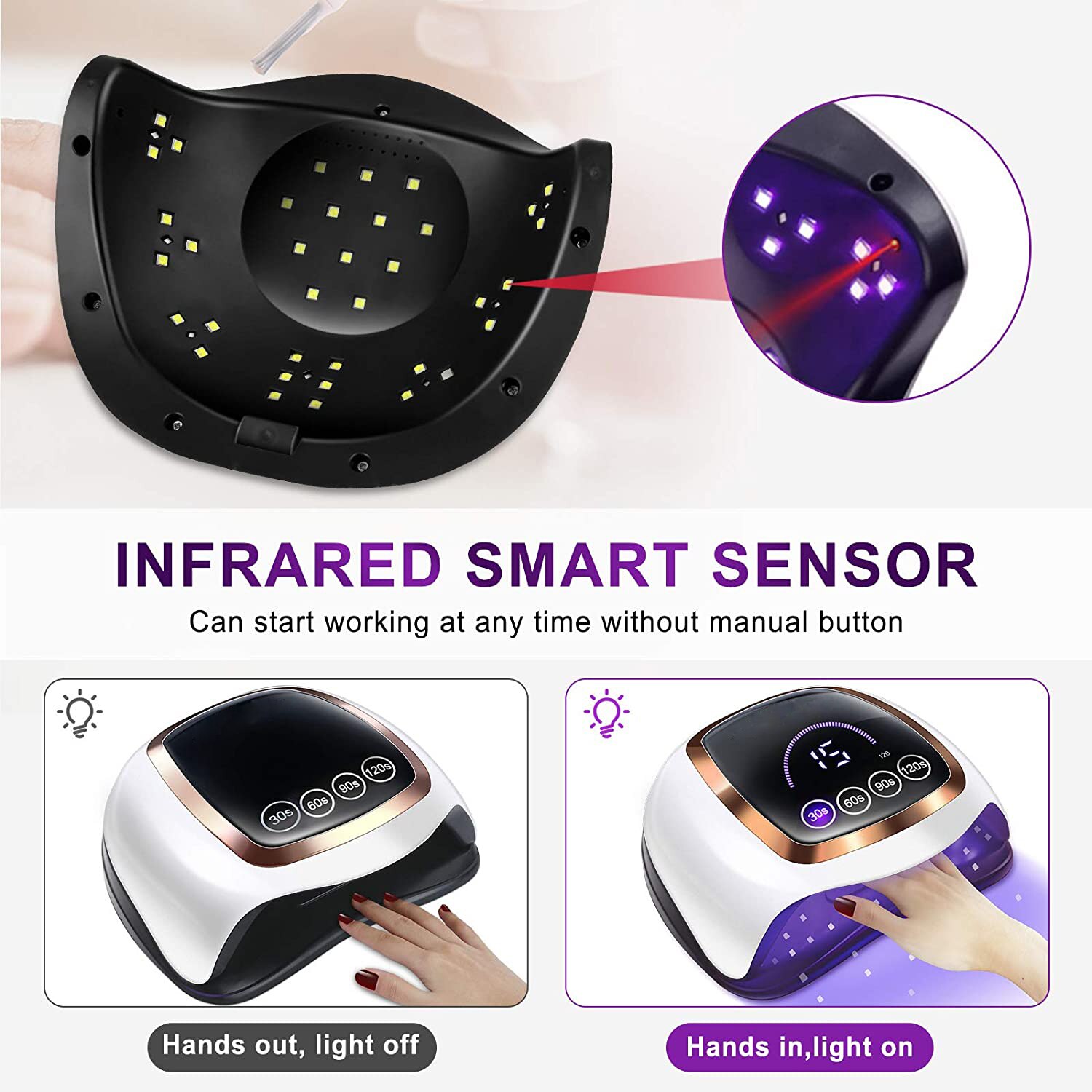 Lámpara UV LED V3 84/90W para secador de uñas, lámpara para manicura, 42 LED para secado de esmalte de Gel con pantalla LCD, herramienta para uñas con Interruptor táctil, novedad