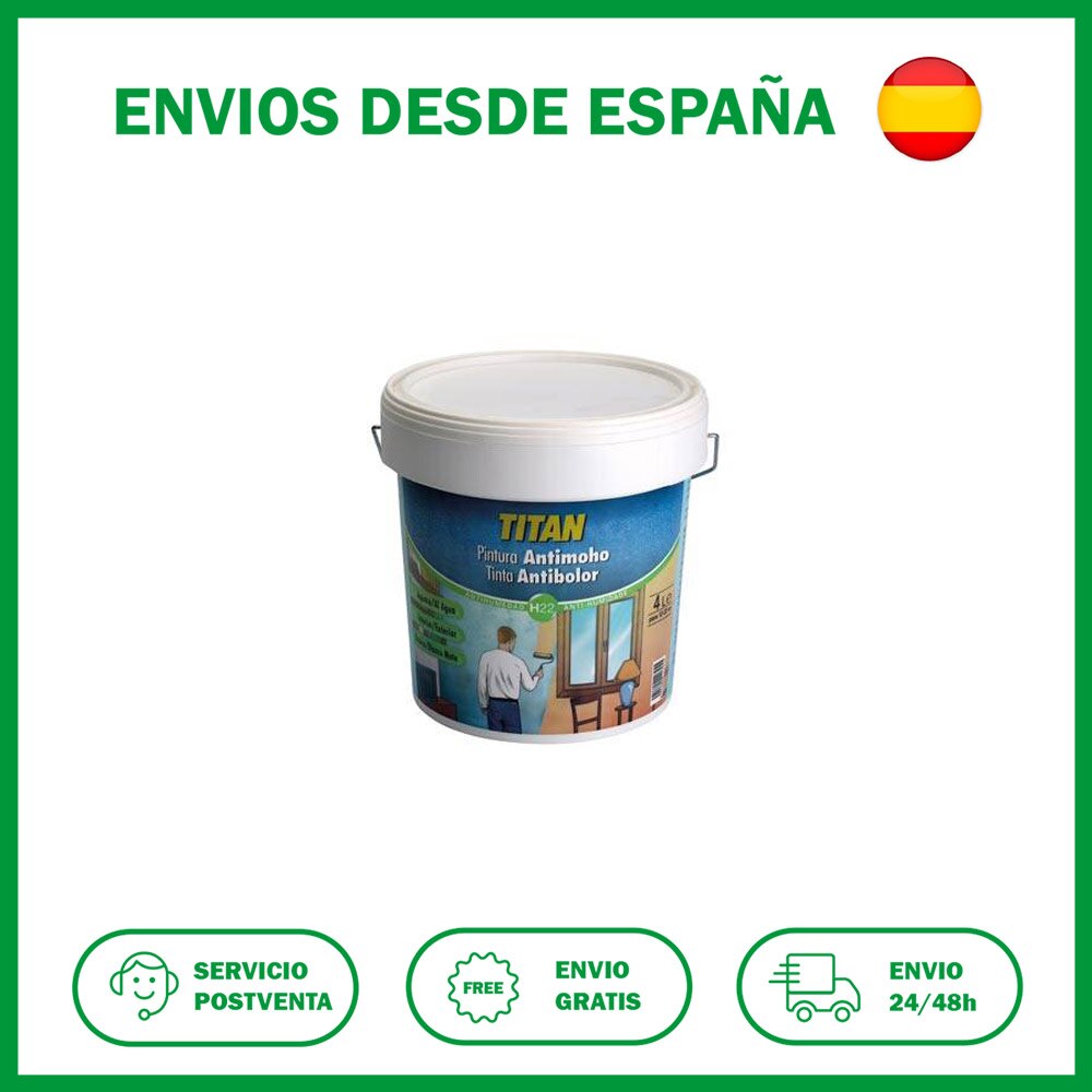 Pintura Antimoho Titan 750 Ml. PINTURA ANTIMOHO Pintura impermeable y lavable de blancura permanente, para la decoración y protección de fachadas y paredes tanto en interiores como exteriores.