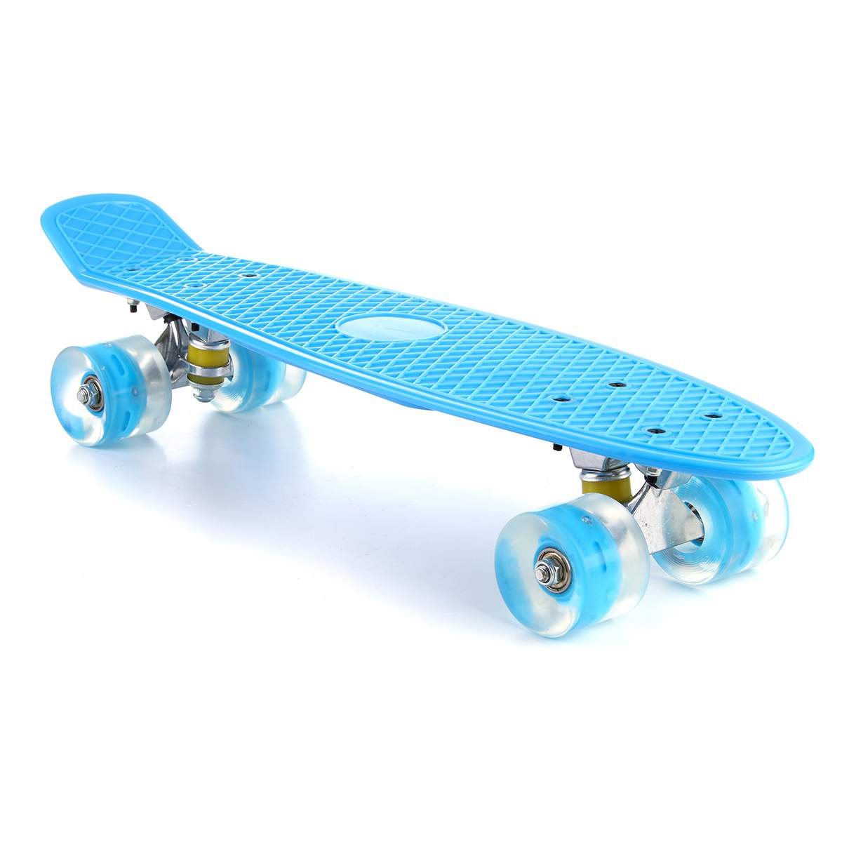 22 inches firehjulet mini longboard pastelfarve skateboard board skateboard med led blinkende hjul retro skateboard: Blå