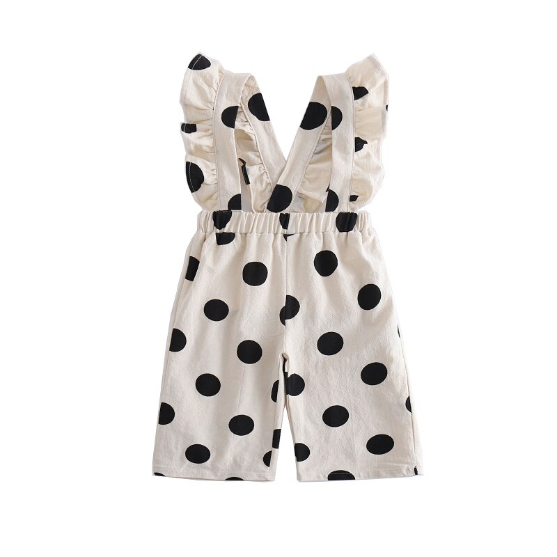 Nova primavera da criança crianças menina geral bib pant plissado polka dot perna larga crianças meninas macacão uma peça roupas do bebê verão