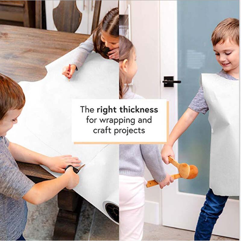 Roll White Kraft Paper Roll Crafts Packaging Decorative Paper 0.3m Wide*30m Long 12inch-100 Feet