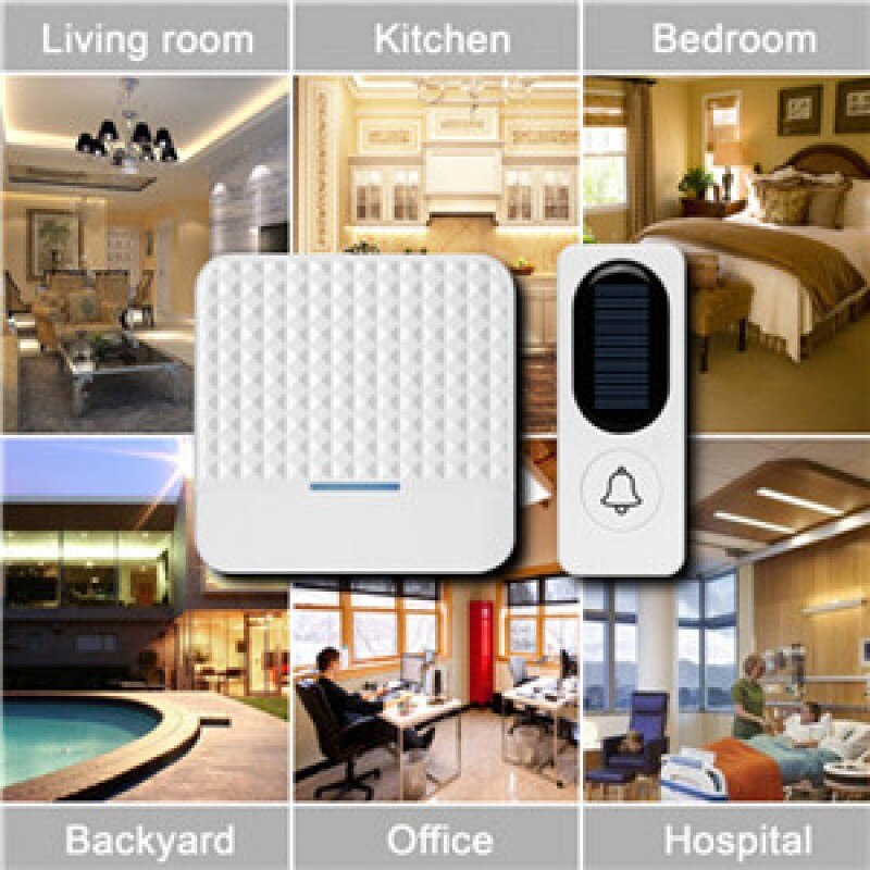 Smart Home Wireless Long Range Doorbell With 52 Chimes & Solar Charging Transmitter Can Reach max 100meters Distance