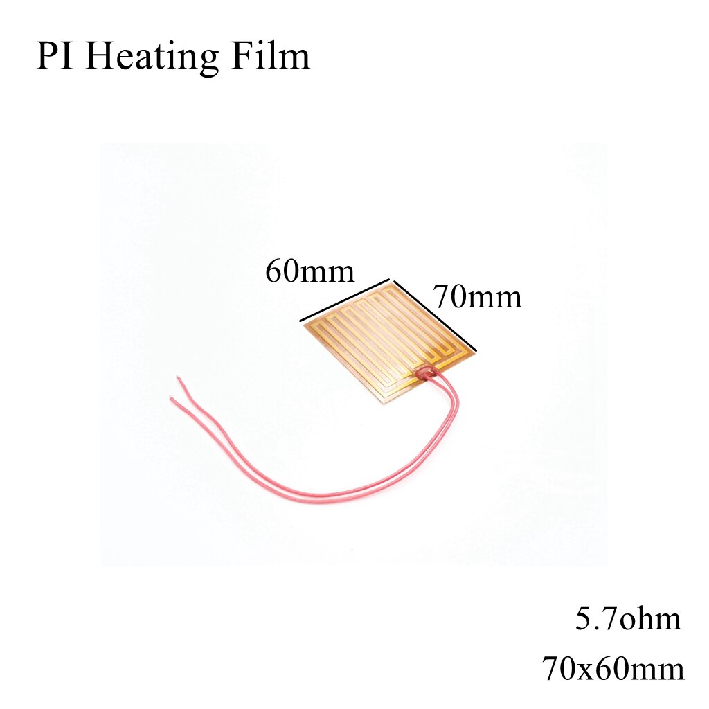 Film chauffant électrique 60x13mm, 5V 12V 24V 110V 220V PI, Film adhésif Polyimide, plaque chauffante électrique, tapis de panneau, feuille de carburant, huile moteur réservoir: 70x60mm