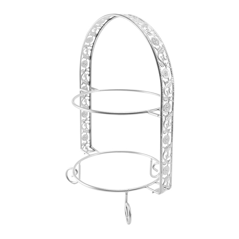 2X Metalen Cake Stand Double-Layer Boog-Vormige Gouden Fruit Dessert Rack Bruiloft Verjaardagsfeestje Decoratie Stand Zilver