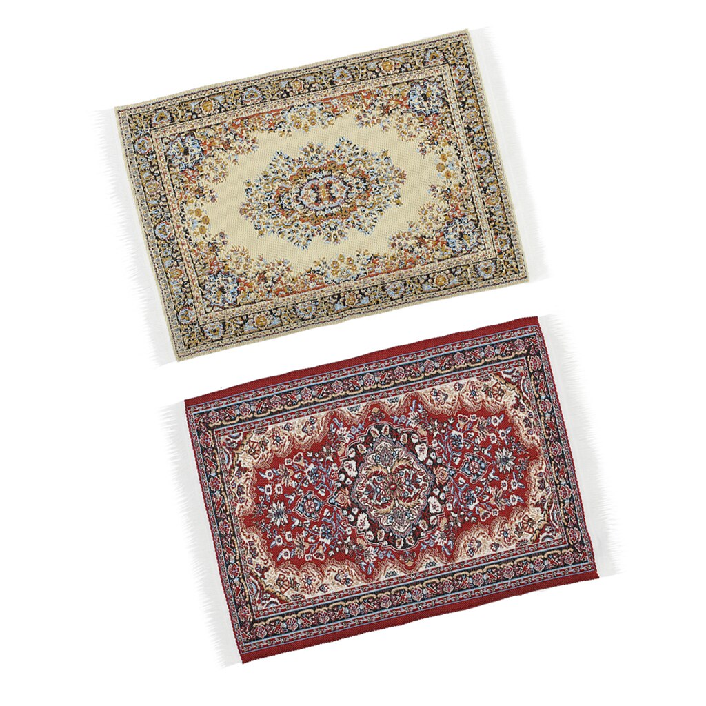 2 Stuks Handgemaakte Geweven Tapijt Vloer Tapijt Miniaturen Decor Voor