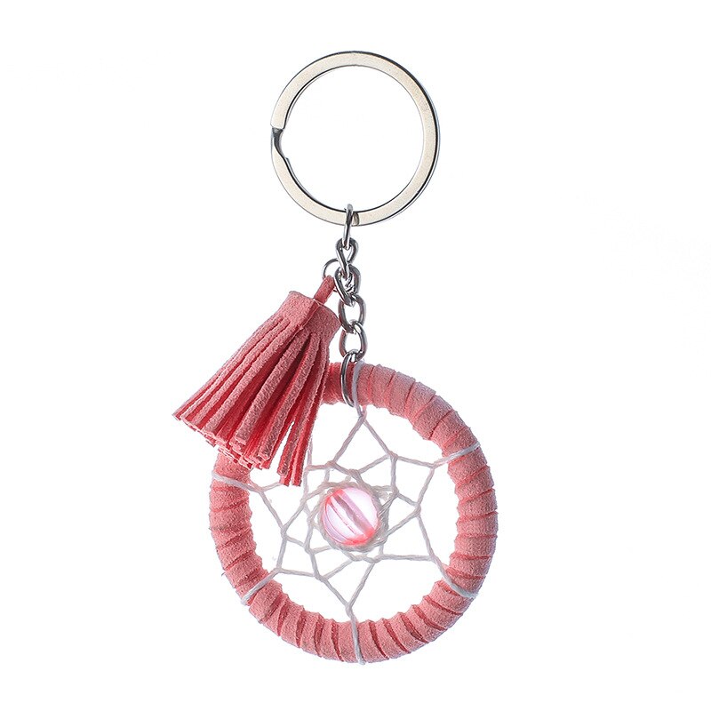 Porte-clés attrape-rêve avec pompon , petit porte-clés en métal frais pour fille coréenne, porte-clés de sac pendentif pour fille