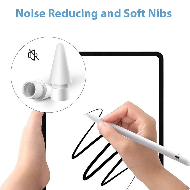 Pencil Tips for Apple Pencil 1 2, Double-Layered Paperfeel Damping Noise Reducing Apple Pencil Nib Replacement 애플펜슬 펜촉