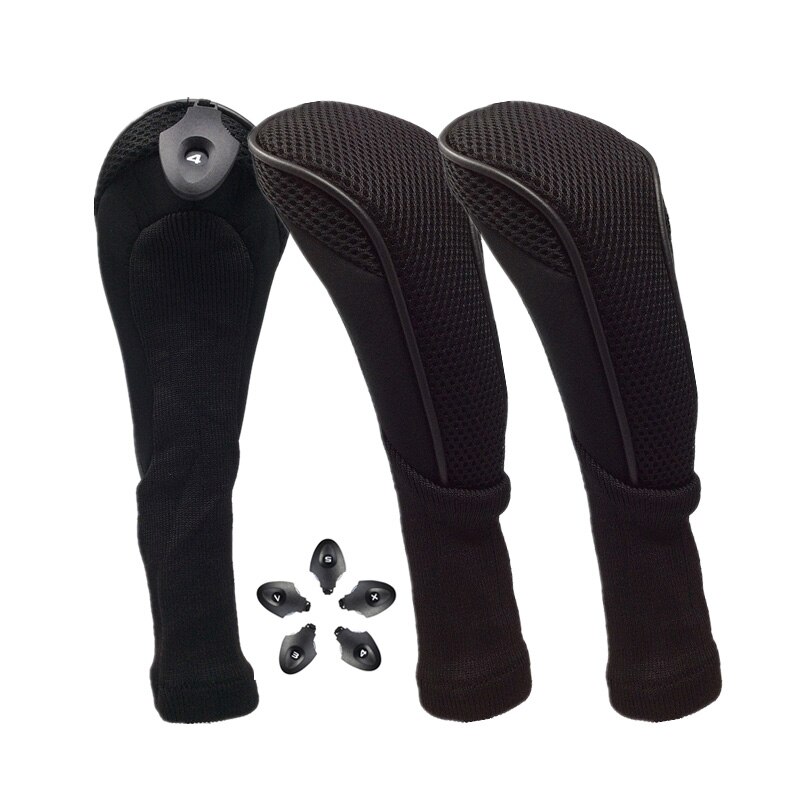 3 st/set mesh långhalsade golfskogsklubbor huvudbonader set hållbart utdragbart skyddande klubbtäcke golftillbehör: Default Title