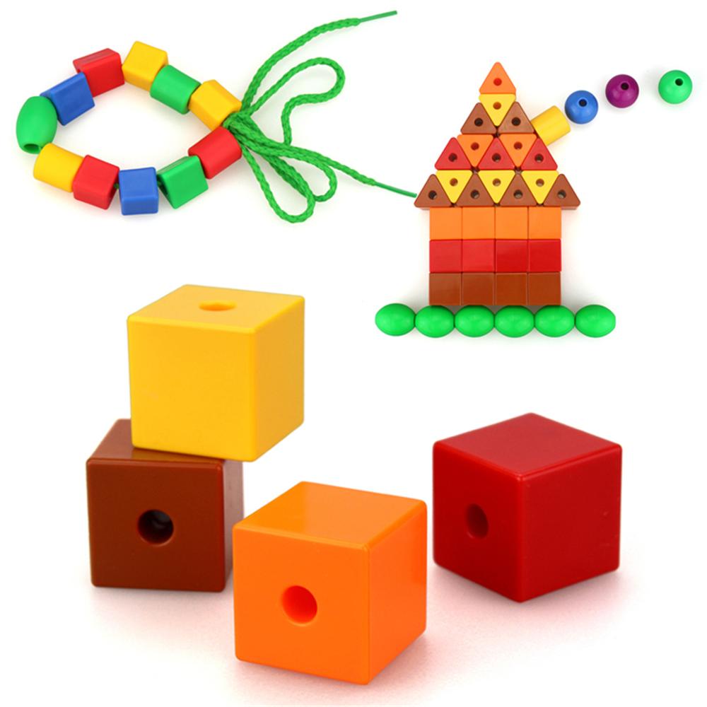 Preescolar, cuentas de cordones grandes para niños, 70 cuentas de encordado con 4 cuerdas, manualidades para niños pequeños