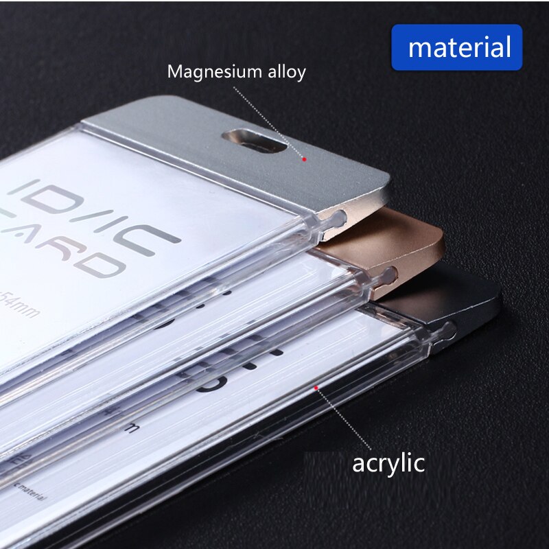 Brand Horizontal Vertica ID IC Card Case Badge Holder without Lanyard,Acrylic Transparent Card Holder with Metal Fasteners