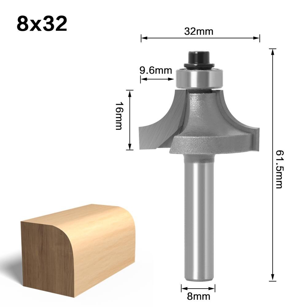 3pc 8mm Shank Round-Over Router Bits for wood Woodworking Tool 2 flute endmill with bearing milling cutter Corner Round Over Bit: NO3