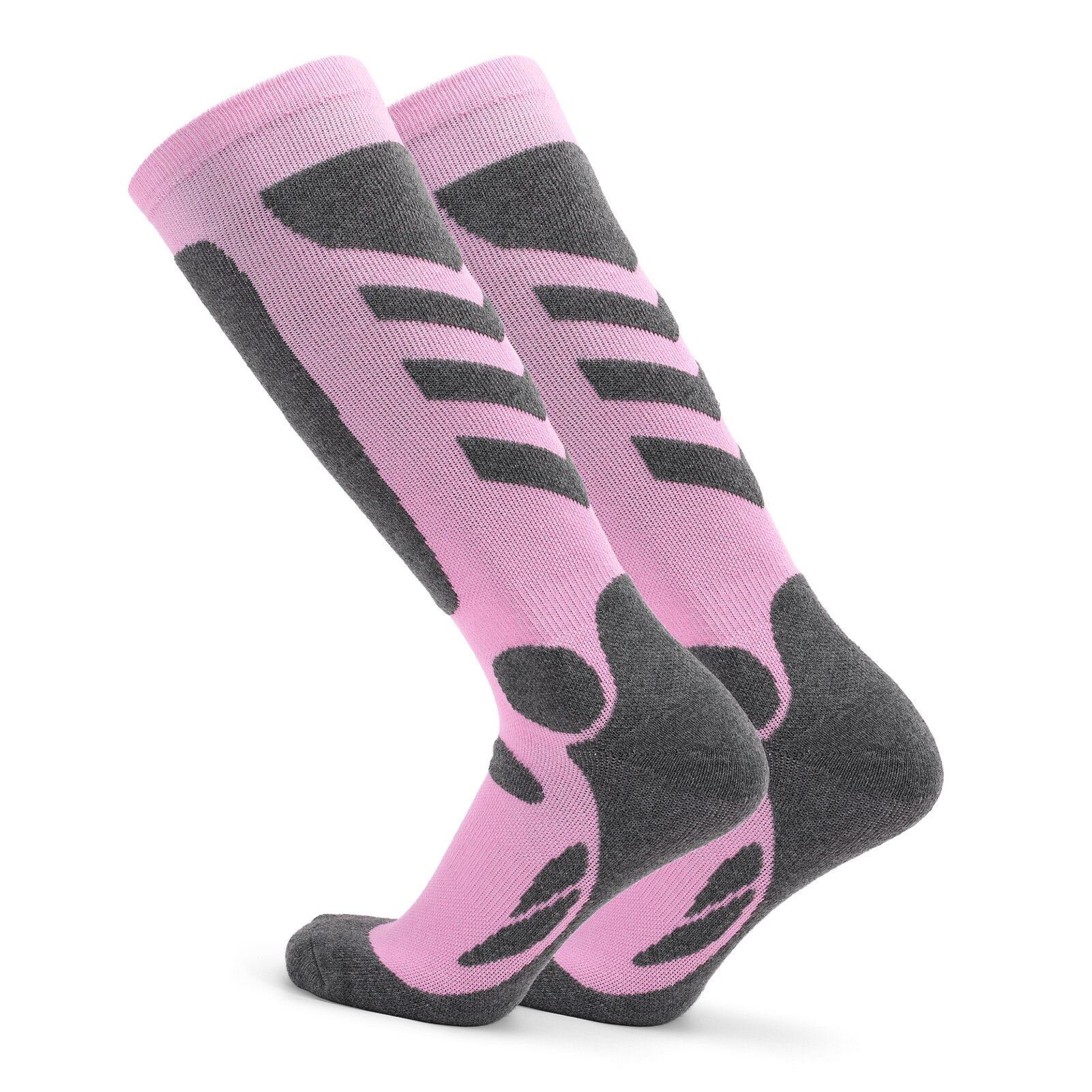 2 pares de meias esportivas femininas meias de esqui profissional malha grossa inverno atlético meias fitness respirável secagem rápida: 2 Pairs Pink / M