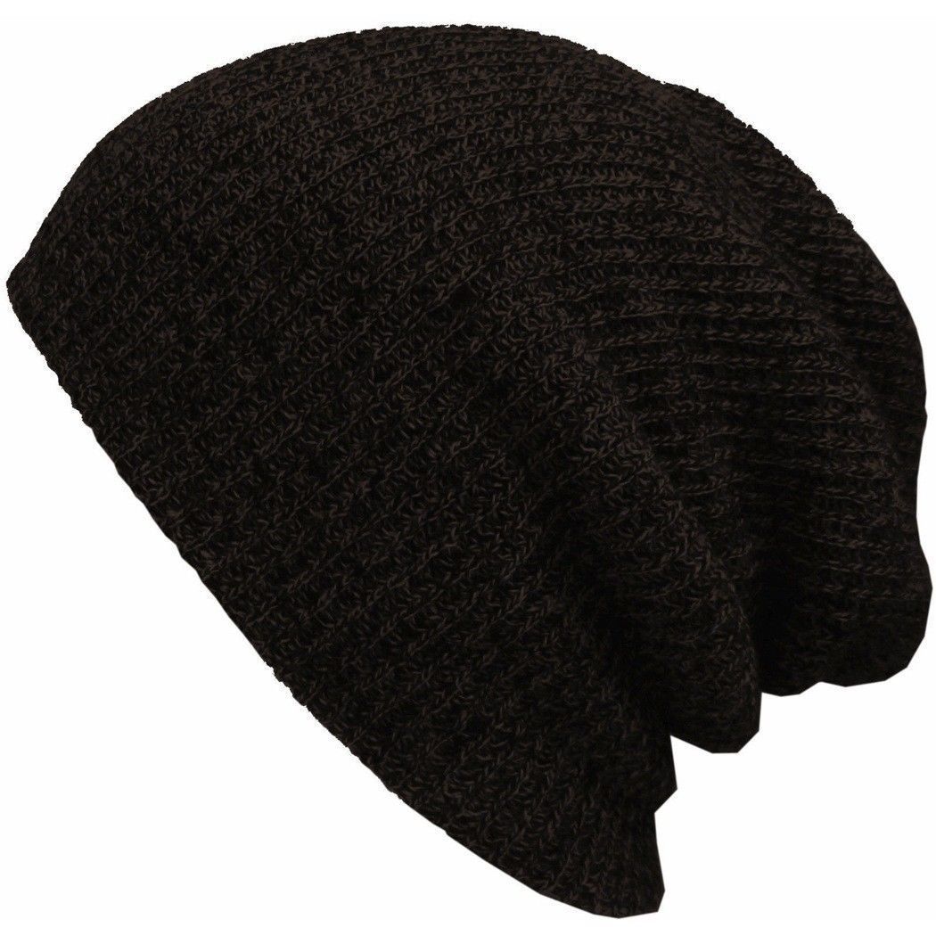 Herre damer strikket uldne vinter overdimensionerede slouch beanie hat cap skateboard: Kaffe