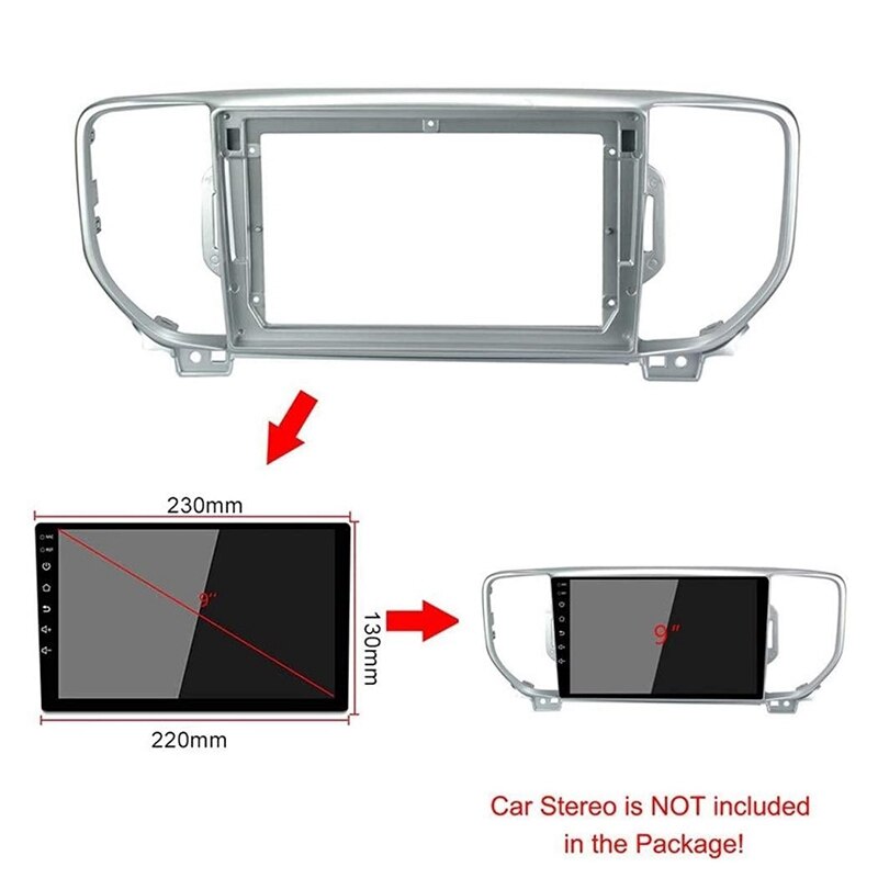 9 Polegada carro dvd fáscia guarnição kit 2 din fascia o montagem adaptador fascia quadro para kia kx5 (sportage r) 2016-2017