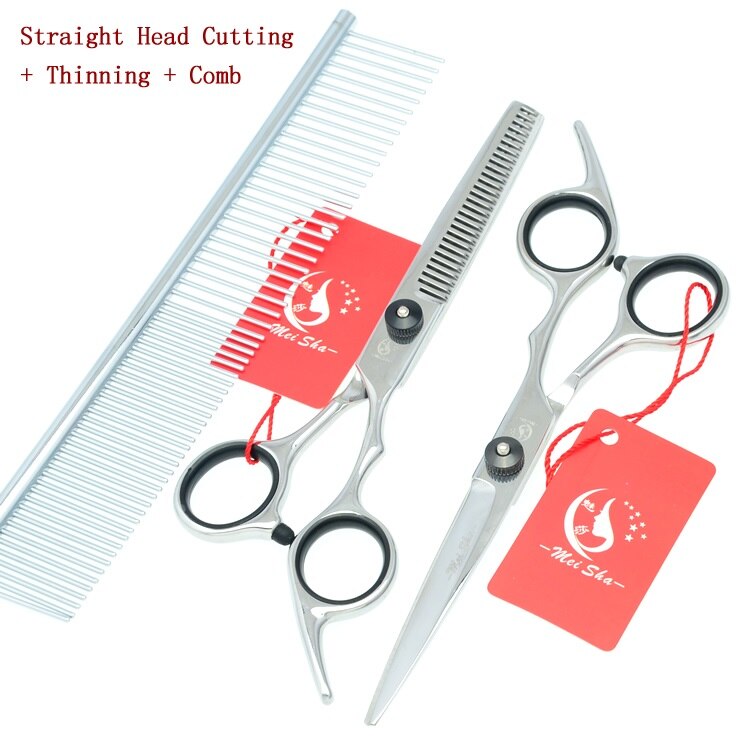 6.0" Japan Steel Dog Grooming Scissors Pet Straight Cutting Shears Thinning Clipper Cat Curved Scissor with Comb Forceps HB0023: HB0025 and HB0026