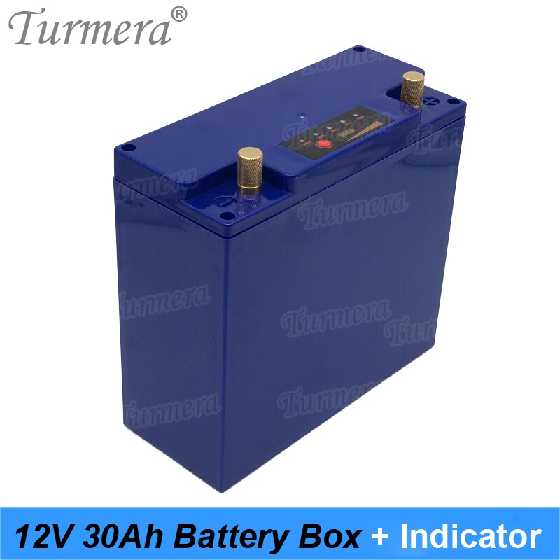 Turmera 12V 30Ah Battery Box Storage Case with Capacity Indicator Build 48Piece 18650 Battery for Uninterrupted Power Supply 12V: Blue Box with Screw