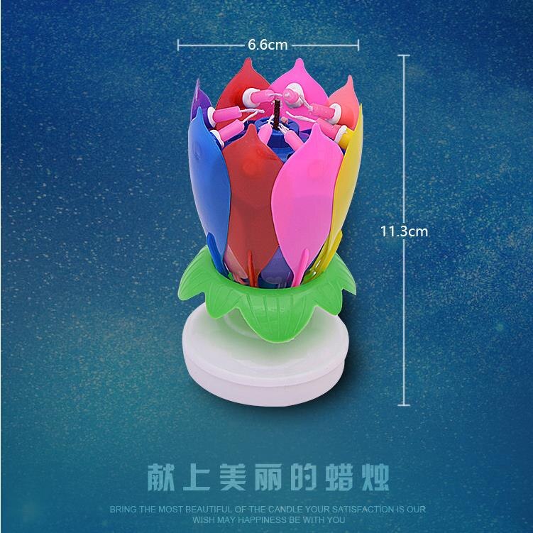 2 pièces Musical Lotus fleur bougie joyeux anniversaire bougie magique fleur anniversaire bougie pour bricolage décoration de gâteau de mariage