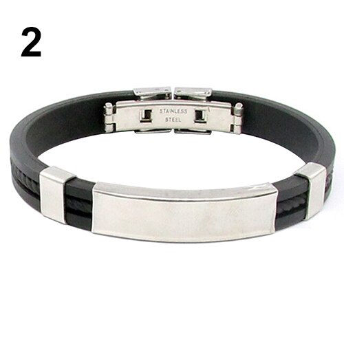 Mäns dam coola rostfritt stål armband armband spänne manschett armband: Svart