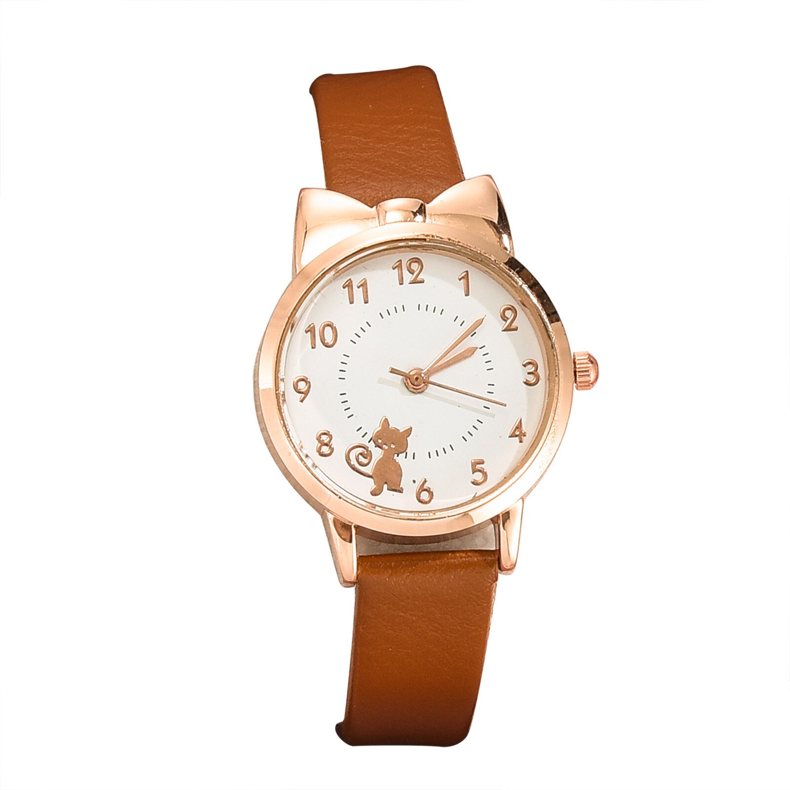 Koreaanse Horloges Casual Cat Wit Dames Trendy Quartz Horloge Voor Vrouwen Часы: Coffee
