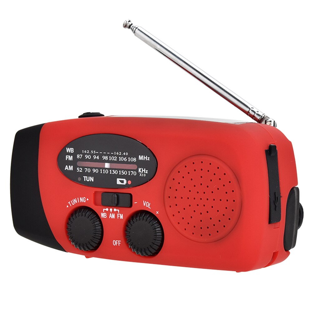 Draagbare Radio Am/Fm/Wb Radio Zaklamp Leeslamp Noaa Weer Power Bank Voor Emergency Zonne-energie Crank emergency Radio