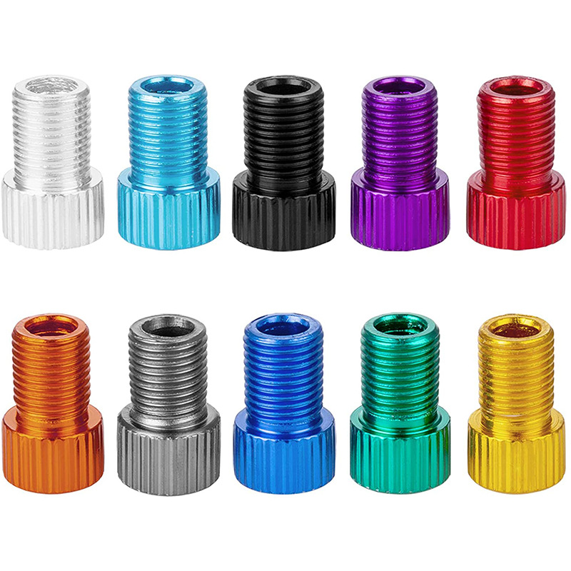 10-farbiges Aluminium-Fahrradventil PRESTA zu SCHRADER Konverter Autoventiladapter
