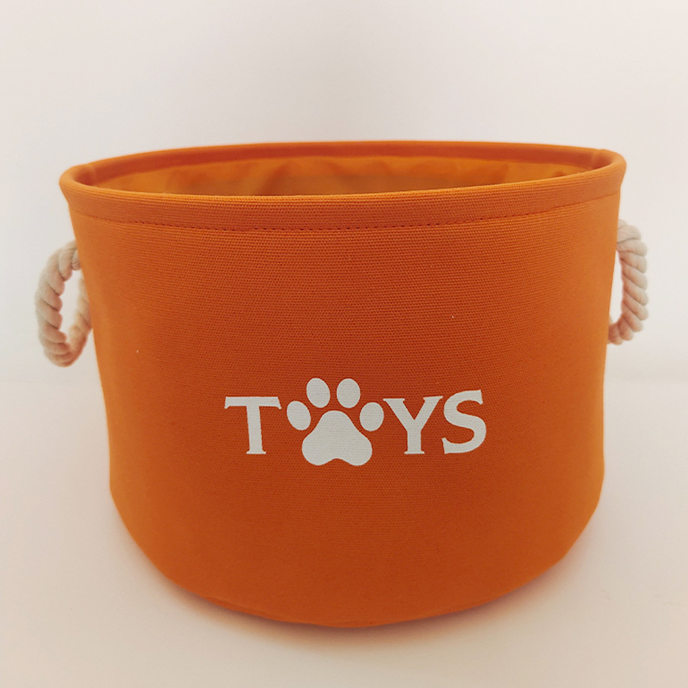 Round Dog Pet Toy Basket Cat Clothes Storage Box Foldable Storage Basket with Handle Pet Supplies: Gold