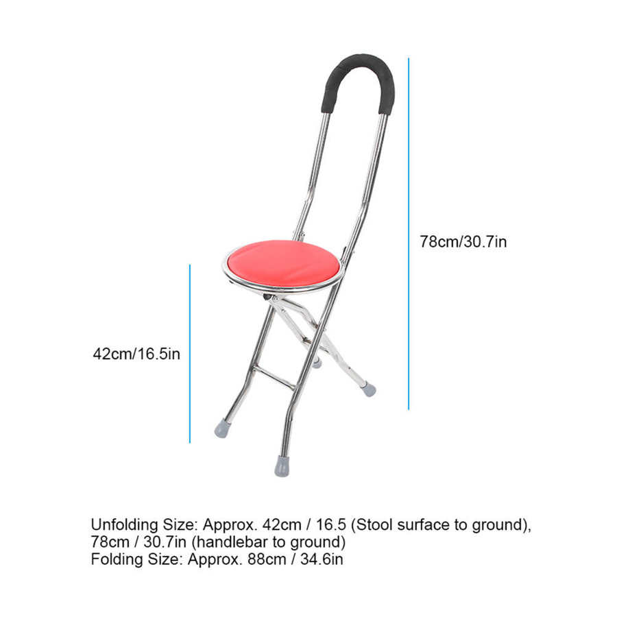 Folding Walking Cane Stool 1mm Thickness Stainless Steel Round Stool ...