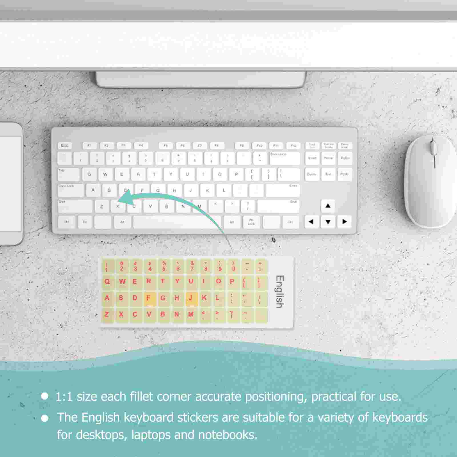 2 Sheets Laptop Keyboard Sticker Laptop Keyboard Sticker English Keyboard Decal