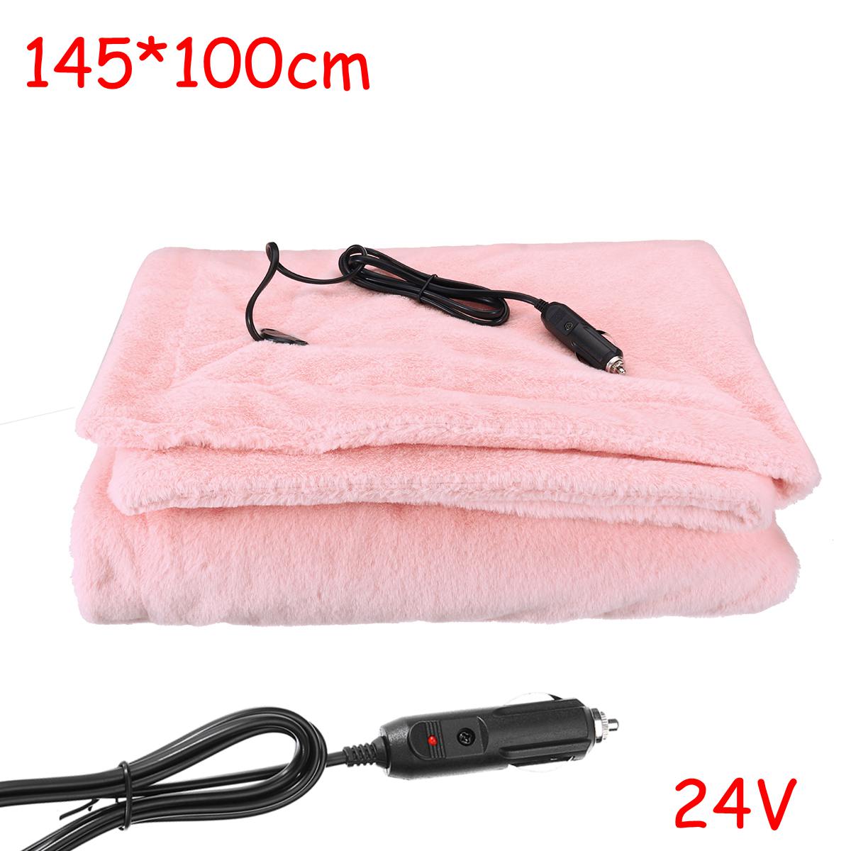 145x 100cm 150150*1 100cm Auto Heizung Decke Winter Beheizt 12V/24V Warme Auto elektrische Vlies Decke Für Auto Konstante Temperatur: 145X100cm 24V  Rosa