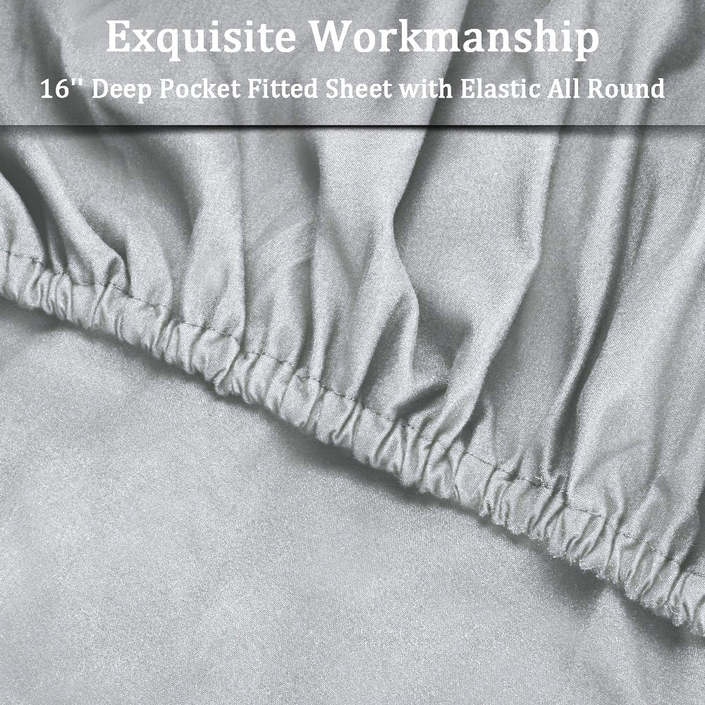 Hoeslaken Microfiber, Geborstelde Afwerking, Rimpel, Vervagen, Vlekbestendig, Een Gemonteerd Bed Sheet4