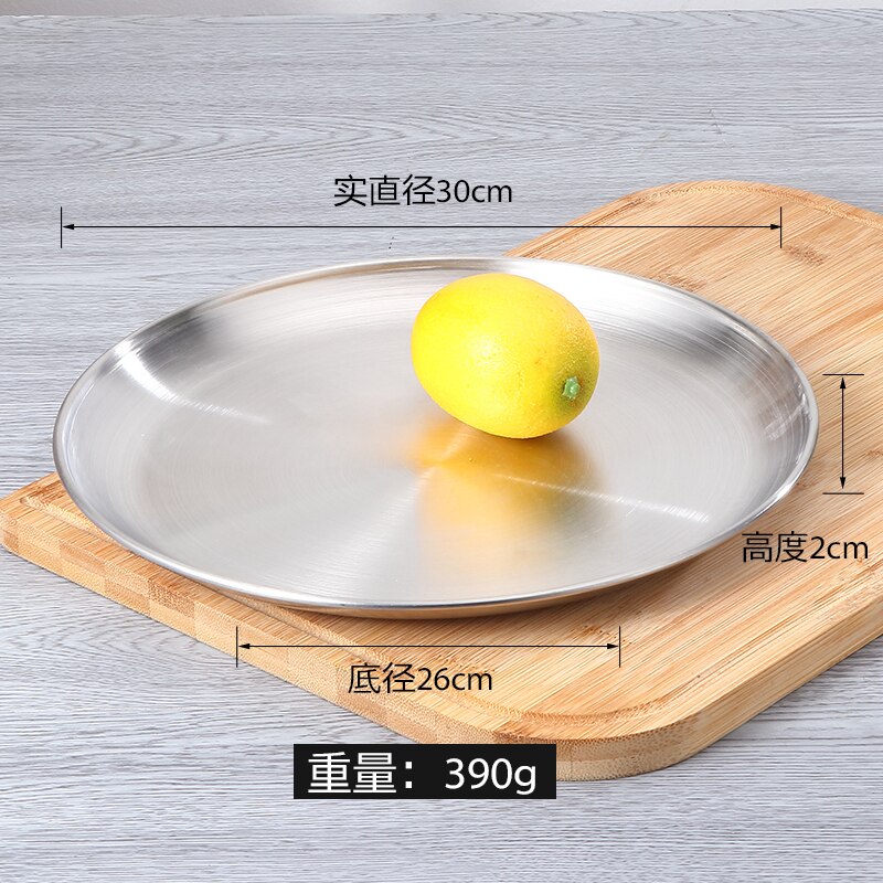 Plaque de tréfilage en acier inoxydable 304, plaque ronde de Style coréen 14-30CM 1 pièces: 30CM 390G