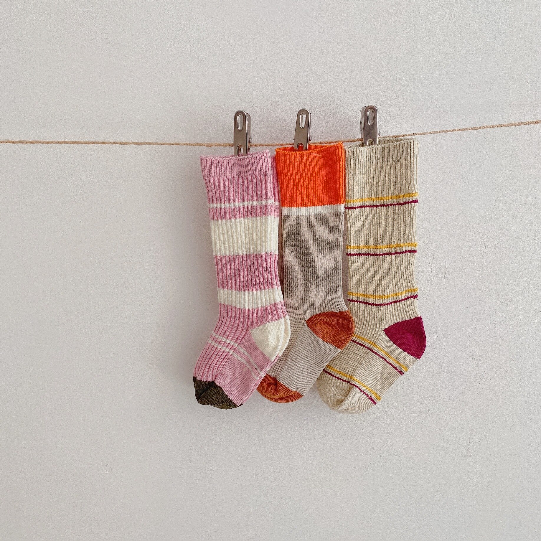 3 Pairs/lot Children Baby Socks Knitted Cotton Long Tube Socks Kids Knee High Toddler Socks Kids Girls Stripe Autumn Cute Socks: 3 pairs2 / M 4-6T