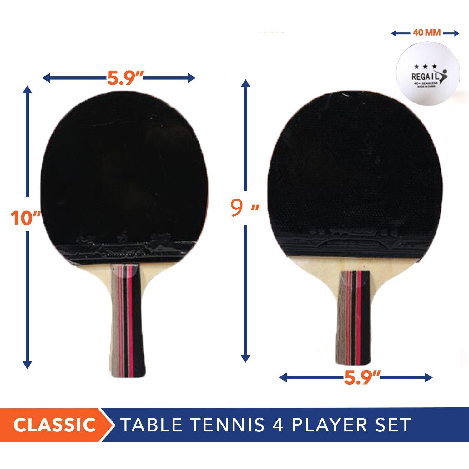 Tennis Table Racket Short Long Handle Carbon Blade Rubber With Double Face Pimples In Ping Pong Rackets With Case