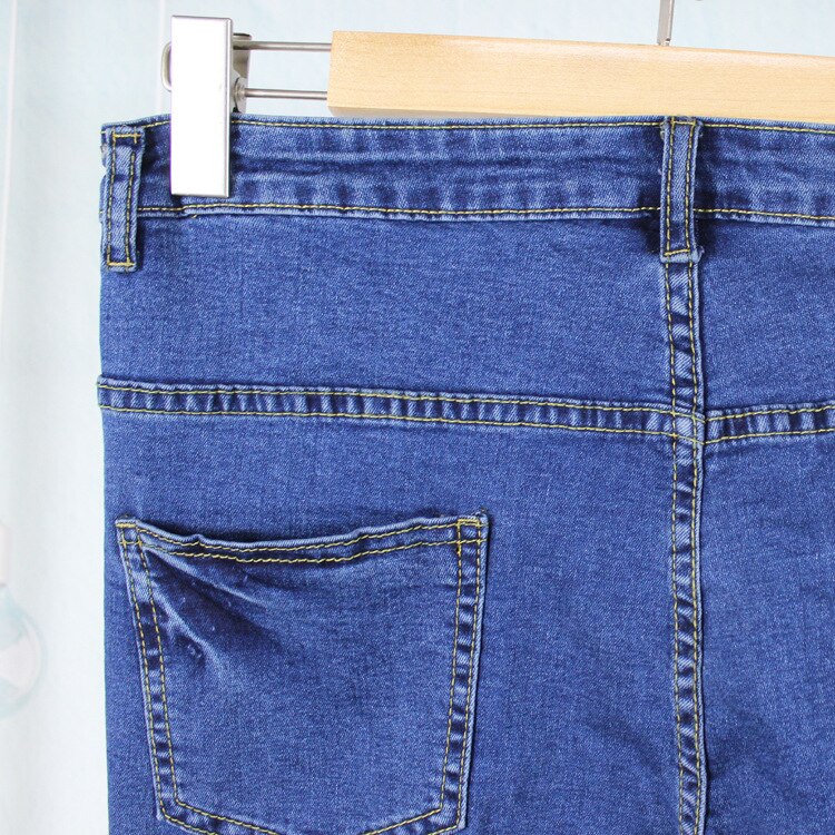 Vår sommar koreansk stil dam stretch skinny jeans leggings kvinna plus size svart blå smala jeansbyxor kvinnor 4xl 5xl: Blå / 5xl